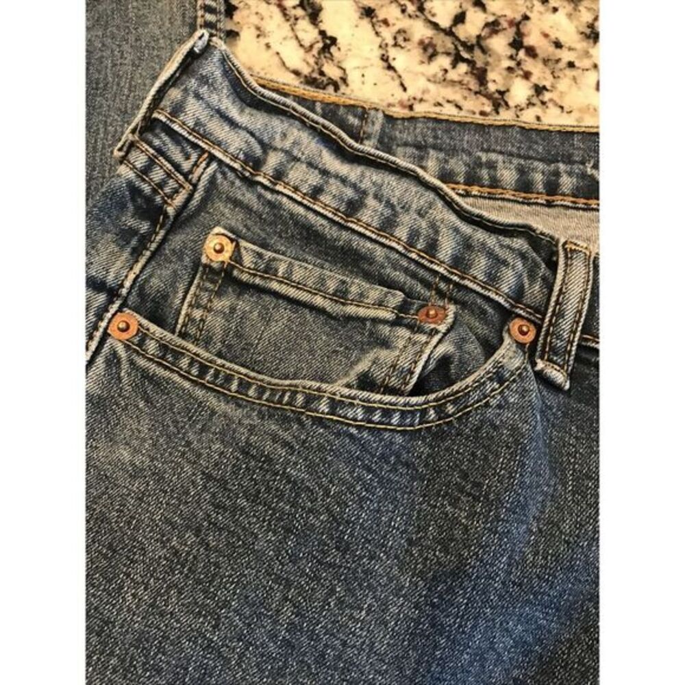 Levis 505 Stretch Jeans Regular Fit Straight Leg Measures 34x31 Great Condition - Picture 6 of 8